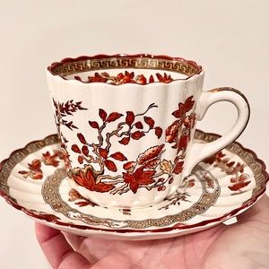 1891-1900 Mark Copeland Spode India Tree Demitasse‎ Cup and Saucer Set Antique